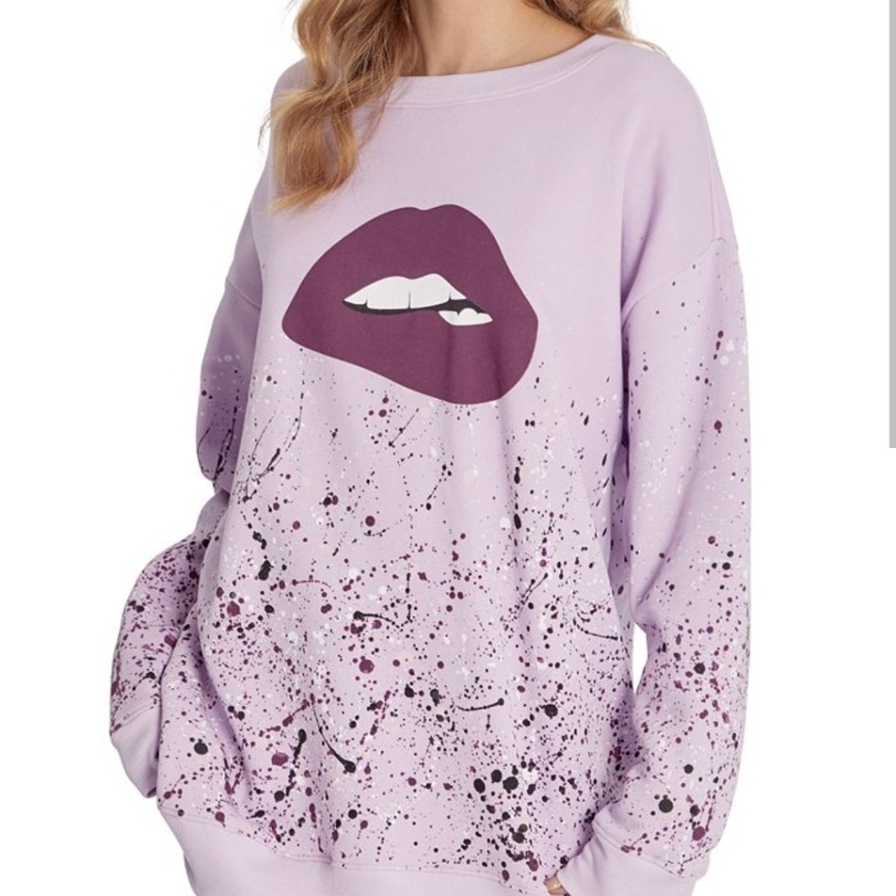 Wildfox Road trip tunic purple oversized long soft cozy athleasure sweatshirt